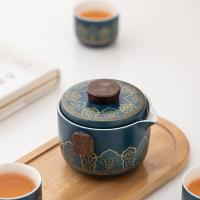 贝格帝 堆花旅行茶具套装 8件套 BGD-DH08 茶壶*1茶叶罐*1 /主人杯*1/品茗杯*3 /竹板*1/收纳盒*1 (单位:套) 多色随机