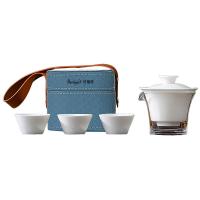 贝格帝 千里江山旅行茶具套装 五件套 BGD-QJC06 盖碗190ml+ 快客杯40ml*3+公道杯230ml (单位:套) 多色随机