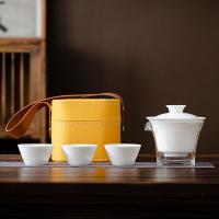 贝格帝 千里江山旅行茶具套装 五件套 BGD-QJC06 盖碗190ml+ 快客杯40ml*3+公道杯230ml (单位:套) 多色随机