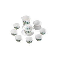 贝格帝 功夫茶具套装 礼盒装 BGD-GFCJ10 茶杯60ml**6+盖碗150ml+公道杯8.5*8.5cm+茶漏8*5.5cm+礼盒 (单位:套) 白色