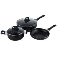 赫曼德 不粘锅三件套 麦饭石 HMD-9731 28cm炒锅+24cm汤锅+24cm平底锅 (单位:套) 黑色
