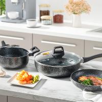赫曼德 不粘锅三件套 麦饭石 HMD-9731 28cm炒锅+24cm汤锅+24cm平底锅 (单位:套) 黑色