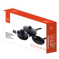 赫曼德 不粘锅三件套 麦饭石 HMD-9731 28cm炒锅+24cm汤锅+24cm平底锅 (单位:套) 黑色