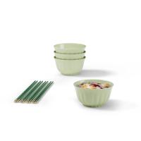 皖亭 翡玉碗筷八件套 陶瓷 WT-FC-8 碗4.5寸*4+筷子25cm*4 16套/箱 (单位:套) 抹茶色