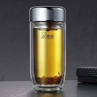 希诺 XN-1927 抗菌双层透明玻璃杯 410mL (单位: 个)珠光本色
