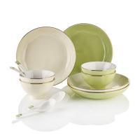 菲米生活（PHMI） 轻奢食光陶瓷餐具套装 FM-TC2202 8英寸盘*4 4.5英寸碗*4 勺子*4 (单位:套) 绿色、白色颜色随机