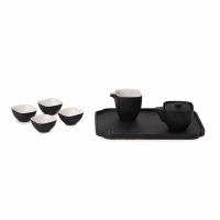 万仟堂 四方团圆 功夫茶具 1壶1海4杯1茶盘 7件套 黑色（单位：套）