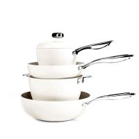 温仑山（VELOSAN） 鹅卵石不粘锅四件套 电磁炉通用 VE03501 炒锅32cm+煎锅26cm+汤锅24cm+奶锅20cm 1套/箱 (单位:套) 白色
