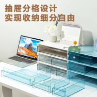 得力（deli）PK104 桌面收纳盒 单格  325*240*82mm 材质PET  一层抽屉 (单位：个) 混色 随机发货