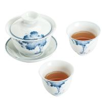 苏氏陶瓷（SUSHI CERAMICS）J0267 手绘青花盖碗 带两个茶杯 3头/套（单位：套）