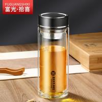 富光拾喜 带过滤双层玻璃水杯 520ml（单位：个）颜色随机
