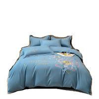 罗蒙 四件套 暖阳棉刺绣四件套  盛世花开 LM-6115 200*230cm (单位:套) 蓝色