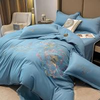 罗蒙 四件套 暖阳棉刺绣四件套  盛世花开 LM-6115 200*230cm (单位:套) 蓝色