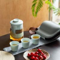 艾逸瑶选 CJ-21056 逸出行快客杯套装 内胆茶泡*1+杯*3+玻璃茶海*1+茶巾*1+旅行包*1（单位：套）新老包装随机发货