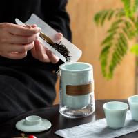 艾逸瑶选 CJ-21056 逸出行快客杯套装 内胆茶泡*1+杯*3+玻璃茶海*1+茶巾*1+旅行包*1（单位：套）新老包装随机发货