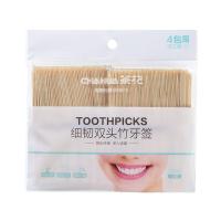 茶花（CHAHUA） 314008 细韧双头竹牙签 300支/包 4包/组 1200支  （单位：组）