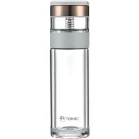 特美刻（TOMIC） 双层玻璃杯男士茶杯便携茶水分离 玻璃杯 340ml 白色（单位：个）