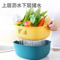 奥美优 双层塑料 沥水篮套装 大中小号各1个(单位：套) 蓝黄