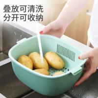 奥美优 双层塑料 沥水篮套装 大中小号各1个(单位：套) 蓝黄