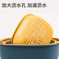 奥美优 双层塑料 沥水篮套装 大中小号各1个(单位：套) 蓝黄