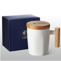 特美刻（TOMIC） 创意木柄 马克杯陶瓷杯 400ml 白色（单位：只）