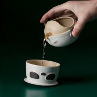 万仟堂 熊猫大侠 快客杯茶具套装 1壶1杯(单位：套) 羊脂白釉