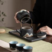 苏氏陶瓷（SUSHI CERAMICS） J0182 手绘彩画茶具提梁茶壶配精美干泡茶盘小茶叶罐7件功夫茶具套装 整套茶具 (单位:套)