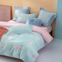 水星家纺（MERCURY）  新年华如玉 40S全棉印花四件套 床品套件 1.5m床200*230cm 婴儿蓝（单位： 套）