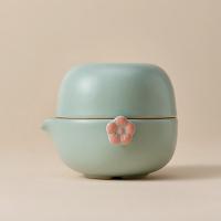 万仟堂 梅花客 功夫茶具 150ml+150ml （单位:套） 古绿釉