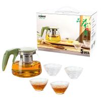 艾逸瑶选 CJ-21150 沁翠玻璃茶具五件套 玻璃茶壶950ml*1+玻璃茶杯70ml*4（单位：套）