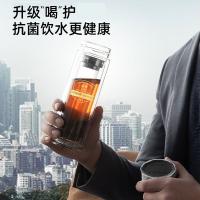 富光（FUGUANG）G2217-SH-400 抗菌双层玻璃杯 大容量高硼硅玻璃泡茶杯 400ML（单位：只）本色