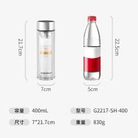 富光（FUGUANG）G2217-SH-400 抗菌双层玻璃杯 大容量高硼硅玻璃泡茶杯 400ML（单位：只）本色