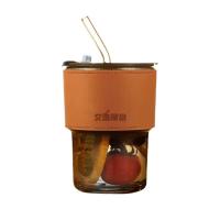 艾逸瑶选 CJ-21080 ins风便携玻璃吸管杯 400ml（单位：个）琥珀色 新老包装随机发货
