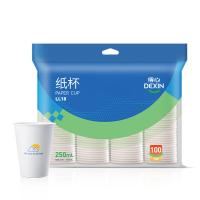 得力（deli） LL18 得心纸杯 250ml 100只/袋(单位：袋) 白色