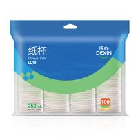 得力（deli） LL18 得心纸杯 250ml 100只/袋(单位：袋) 白色