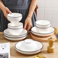 百斯克 BSK-TT230510 爱家竖纹餐具套装 4.5英寸碗*6、三弯勺*6、7英寸盘*4 (单位: 套)
