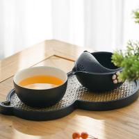 万仟堂 梅花客·唐韵·快客杯 茶具套装 150ml 一壶一杯（单位：套）黑铁釉