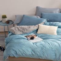 金丝莉（KINTHERI） JT-11360TH 牛奶毛绒四件套 被套200×230cm  床单230×250cm  枕套48×74cm×2 牛奶绒 (单位:套) 蓝色+灰色