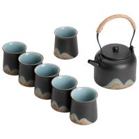 苏氏陶瓷（SUSHI CERAMICS） 手绘山水画 远山茶具·一壶六杯 品茗杯120ml/提梁壶350ml(单位：套)