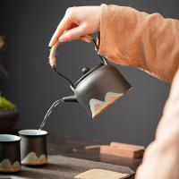 苏氏陶瓷（SUSHI CERAMICS） 手绘山水画 远山茶具·一壶六杯 品茗杯120ml/提梁壶350ml(单位：套)
