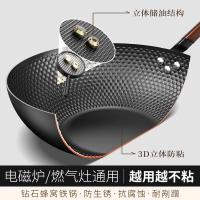 康厨亚（KANGCHUYA） KX6913 真不锈锻打菱形纹不粘炒锅 32cm 含玻璃盖 时尚黑 (单位:个)