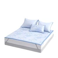 水星家纺（MERCURY） 551180 锦绣繁花蓝冰丝三件套 席子180*200cm 枕套48cm*74cm*2 适用1.8米床 （单位：套）