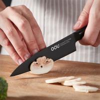 欧欧优（OOU） UC4212 黑刃三代抗菌七件套 砍骨刀290*85mm 菜刀290*62mm 厨师刀305*45mm 水果刀235*28mm 剪刀210*85mm 磨刀器160*37mm 刀架235*130mm 黑色 (单位:套)