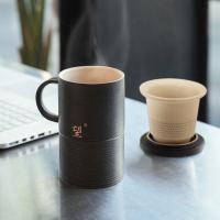 万仟堂 简约办公杯带盖 望杯 500ml (单位：个）黑色