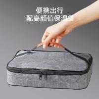 京东京造 316不锈钢饭盒套装（饭盒+保温袋+筷子+勺子+汤碗） 大容量2L（单位：套）  商务灰