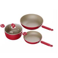 百斯克 BSK-GT250506 钛有味聚福锅具三件套 炒锅30cm*1+煎锅22cm*1+汤锅22cm*1 (单位: 套) （带锅盖）