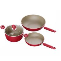 百斯克 BSK-GT250506 钛有味聚福锅具三件套 炒锅30cm*1+煎锅22cm*1+汤锅22cm*1 (单位: 套) （带锅盖）