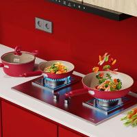百斯克 BSK-GT250506 钛有味聚福锅具三件套 炒锅30cm*1+煎锅22cm*1+汤锅22cm*1 (单位: 套) （带锅盖）