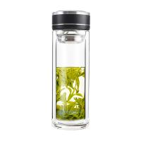 铭创知雨 PC-B2003 汇鑫双层玻璃杯 300ml （单位：个）杯盖颜色随机发货