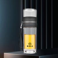 璞莉丝 PLS8063 茶水分离杯双层玻璃杯 290ml（单位：个）颜色随机